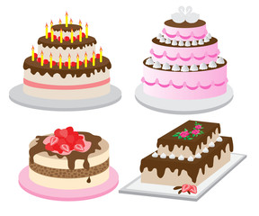 Set of beautiful cakes for the holidays
