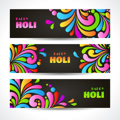 Colorful celebration ornate splash Holi banners header