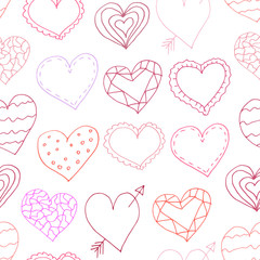 Seamless patterns with hearts