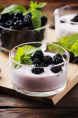 Healthy breakfast with berry and mint