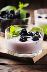 Healthy breakfast with berry and mint