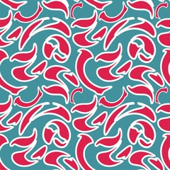 Abstract pattern with curved elements.Vector background seamless pink-blue