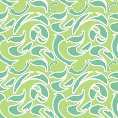 Abstract pattern with curved elements. Vector background seamless green color