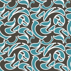 Abstract pattern with curved elements..Vector background seamless blue-brown