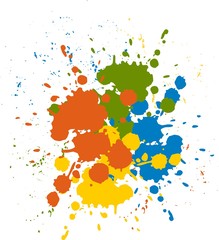 Colorful bright ink splashes on white background. Color paint splashes Vector illustration