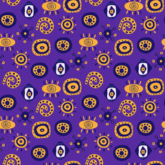 Abstract ethnic seamless ornament on a blue background