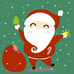 Cute Santa Claus happy new year and merry Christmas illustration