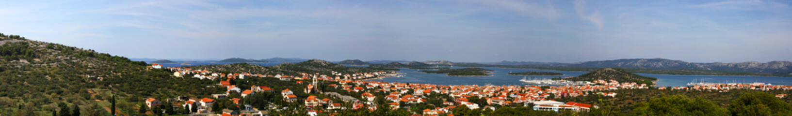 Fototapeta na wymiar Panorama of town Murter on the island Murter, Croatia. 