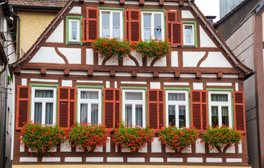 Fototapeta na wymiar Autumn Calw city house in Germany