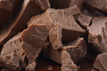 Belgian Gianduja chocolate close up.