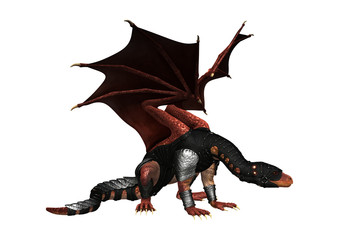 3D Rendering Fantasy Dragon on White