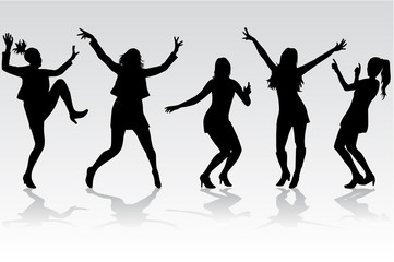 Dancing women silhouettes.