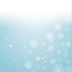Silver winter abstract background. Christmas  with snowflakes. Vector.