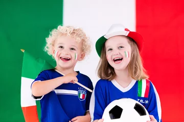 Foto op Plexiglas Happy kids, Italy football supporters © famveldman