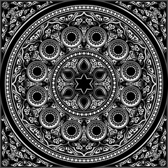 3D Metallic Round Ornament Pattern on black - Arabic, Islamic style