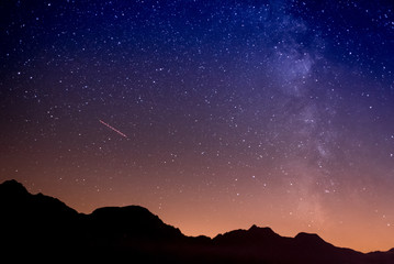 Starry night and milky way on the mountains