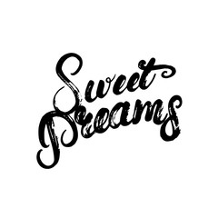 Sweet dreams hand written calligraphy lettering poster or card.