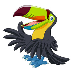 Cartoon funny toucan presenting