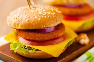 Delicious fish burger.