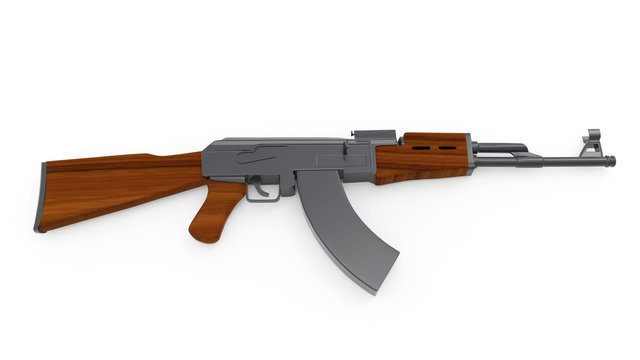 Kalashnikov AK-47 on background.