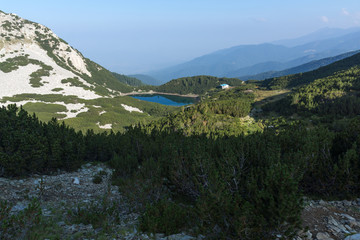 Fototapeta na wymiar Amazing panorama with clear sky of Sinanitsa lake, Pirin Mountain, Bulgaria