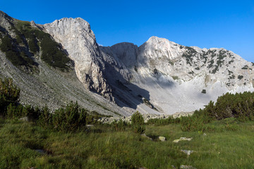 Fototapeta na wymiar Amazing view of rocks of Sinanitsa peak covered with shadow, Pirin Mountain, Bulgaria