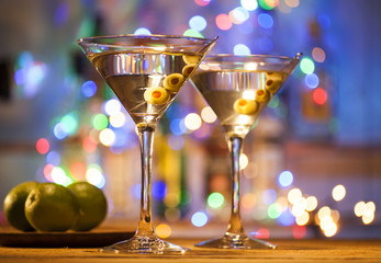 Glasses of martini coctail