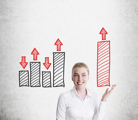 Smiling girl and pillar diagram