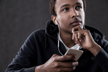 Pensive African American man
