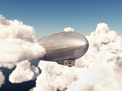 Zeppelin zwischen den Wolken