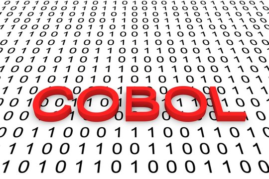 COBOL as a binary code 3D illustration