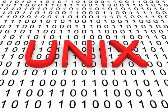 UNIX as a binary code 3D illustration