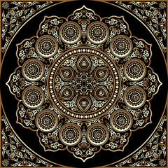 Wooden 3D Round Ornament Pattern - Arabic, Islamic, East style