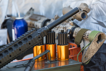ammunition to arms closeup