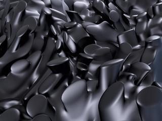 Obraz premium The surreal black texture flexible surface. The soft structure with smooth background. Elastic structure with shoots and branches. Top view. 3d illustration
