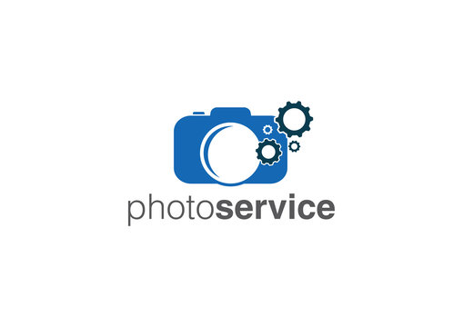 Pixel Photo Camera Service and maintenance Logo Template Design Vector