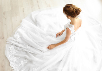 Bride in beautiful wedding gown