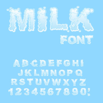 Milk Alphabet. white liquid letters. Fluid lettring. cream ABC o