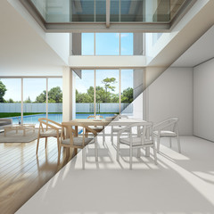 sketch design of meeting and living room in home office - 3d rendering