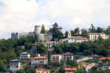 Fototapeta premium Trsat hill with medieval Trsat Castle in Rijeka, Croatia. Rijeka is selected as the European Capital of Culture for 2020.