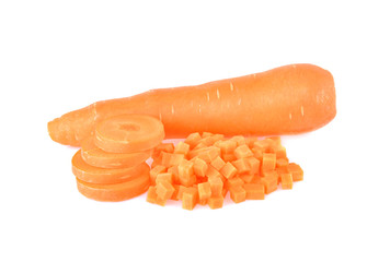vegetable staple  carrot cube on white background