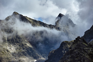 The rocky peaks of the High Tatras mountains in Poland.