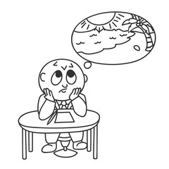 Dream about vacation.Tired businessman is dreaming about vacation.