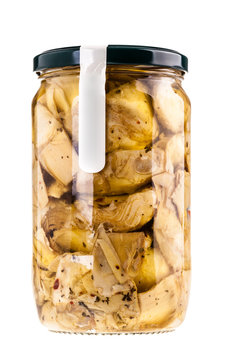 Artichokes jar isolated