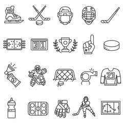 Fototapeta premium Hockey icons set. Thin line design