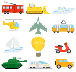 Transport. Collection icons in flat style. isolated vector illustration.