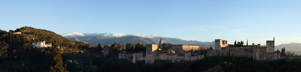 Fototapeta na wymiar Panorama of the Alhambra Palace in Granada, Andalusia, Spain