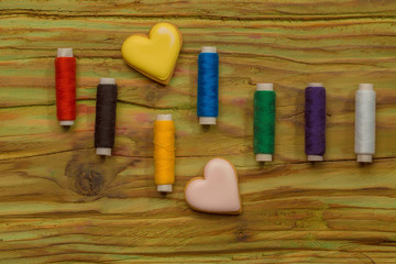 Colorful bobbins of threads