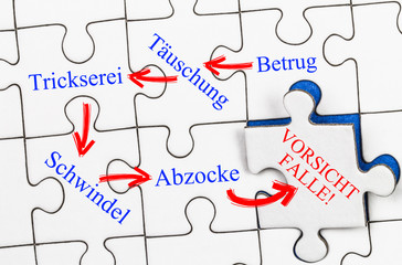 Vorsicht Falle! Konzept auf Puzzle