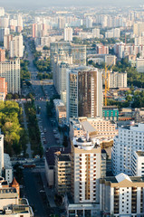 View of the city of Yekaterinburg skyscraper Vysotsky
